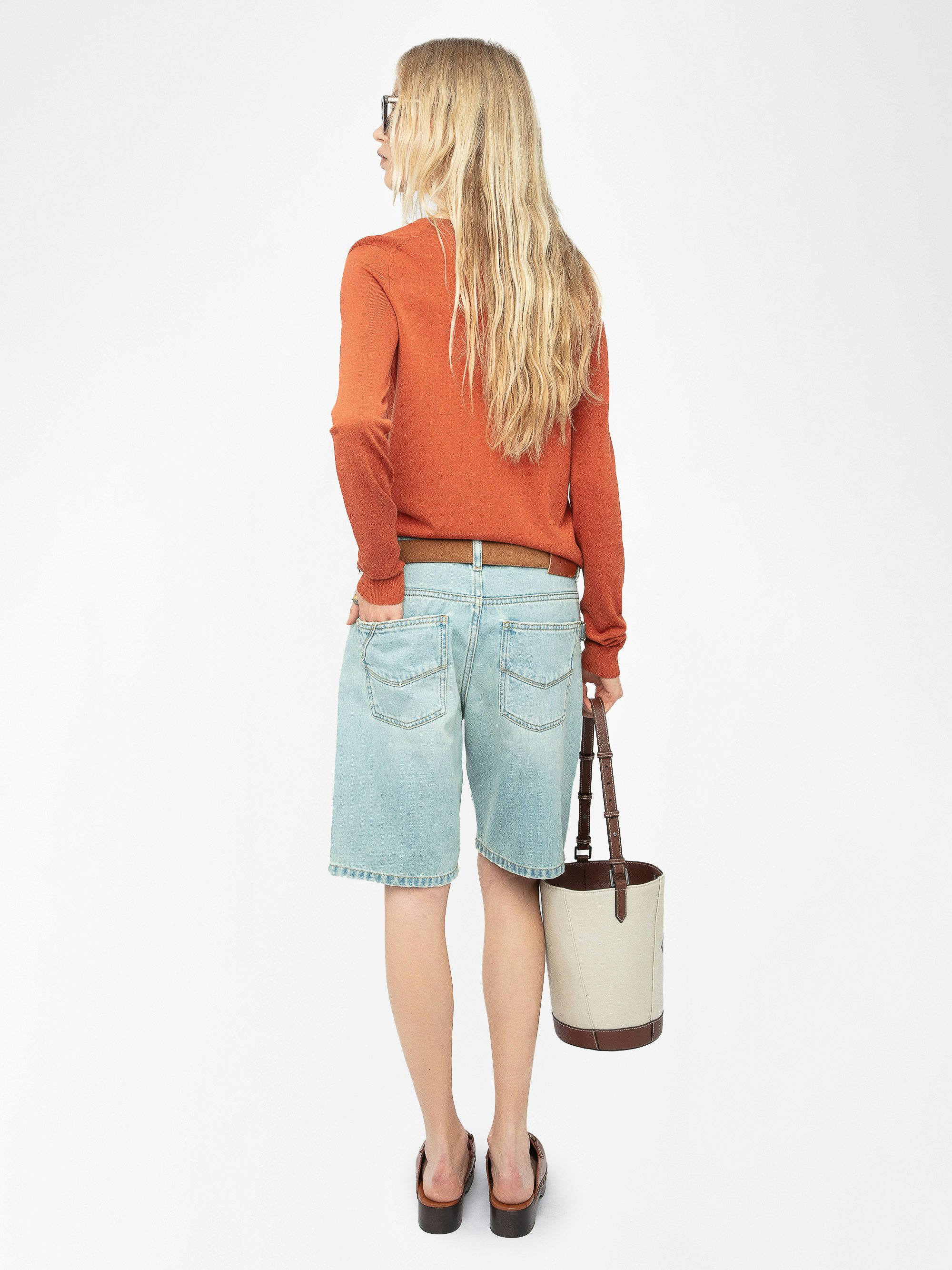 Jumper Sayan - Long-sleeved knit top with wing closure.